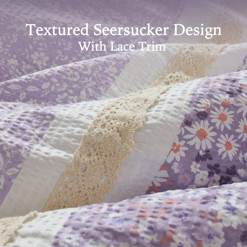 Madison Park Evian 5 Piece Seersucker Comforter Set with Throw Pillows