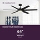 preview thumbnail 14 of 14, Fanimation Brawn 64 inch Indoor/Outdoor Smart Ceiling Fan with LED CCT Select Light Kit and Remote - Black