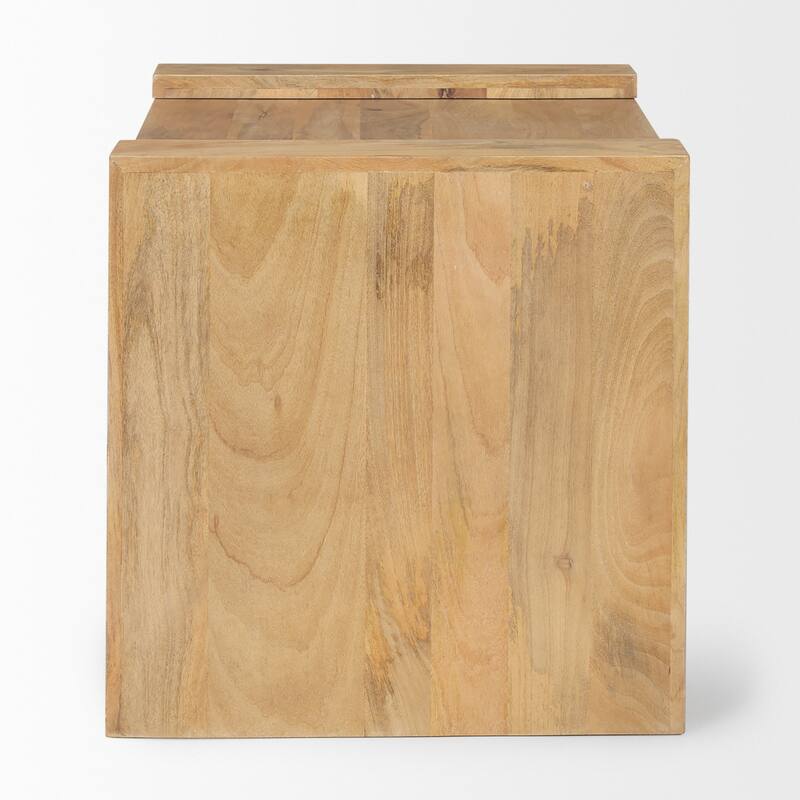 Athelia Light Brown Solid Wood Square Accent Table