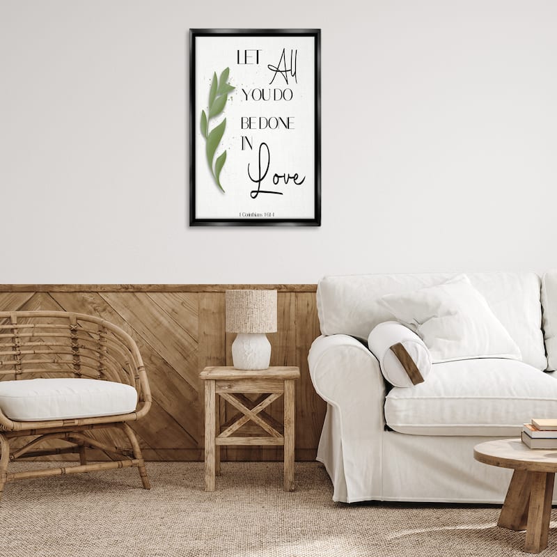 Stupell Done In Love Proverb Framed Floater Canvas Wall Art Design By Amber Clarkson