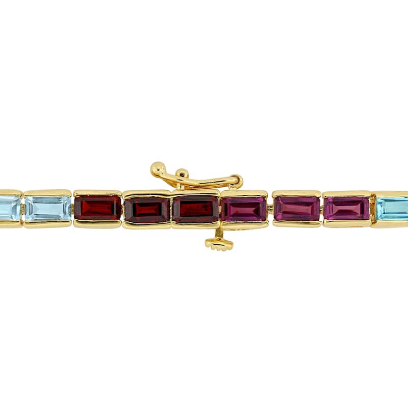 Miadora Octagon-Cut Multi-Gemstone Tennis Bracelet in Yellow Plated Sterling Silver
