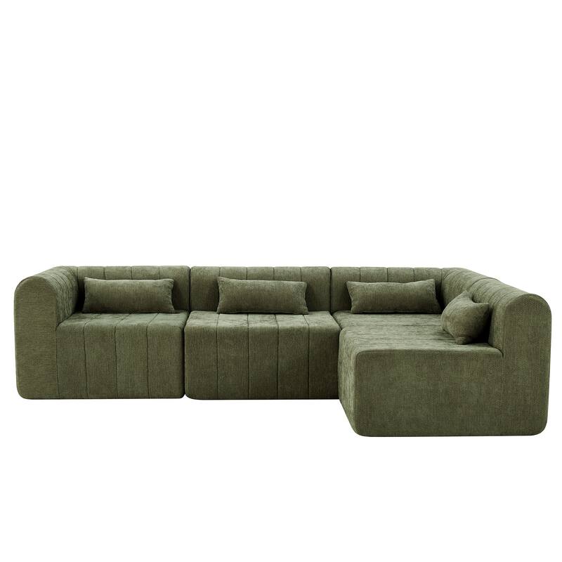 145.5" Modular Sofa Couch, Modern Sectional Sofa for Living Room, Polyester Upholstered Cloud Couch with Deep Seat