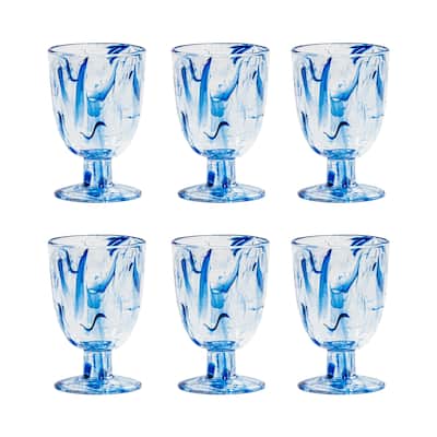 Abode Homewares by TarHong Aegean Swirl Goblet, Blue, 14 oz. Set of 6