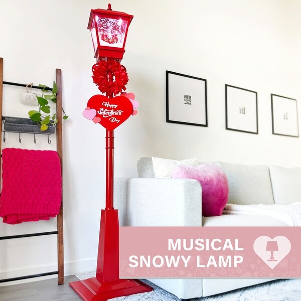 Fraser Hill Farm 70-In. Musical Snowy Valentine's Day Street Lamp