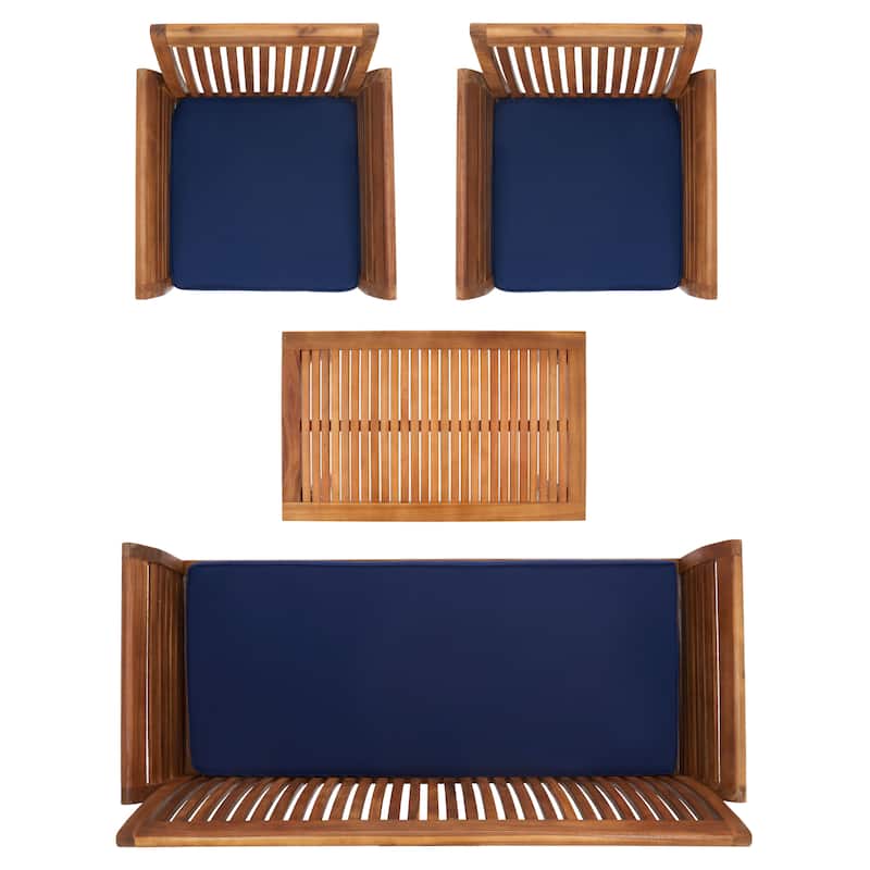 SAFAVIEH Outdoor Pieternel 4-Piece Outdoor Set - 50W x 30D x 24H