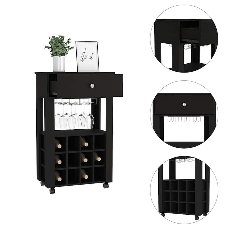 Bar Cart Bayamon, Twelve Wine Cubbies, Four Legs