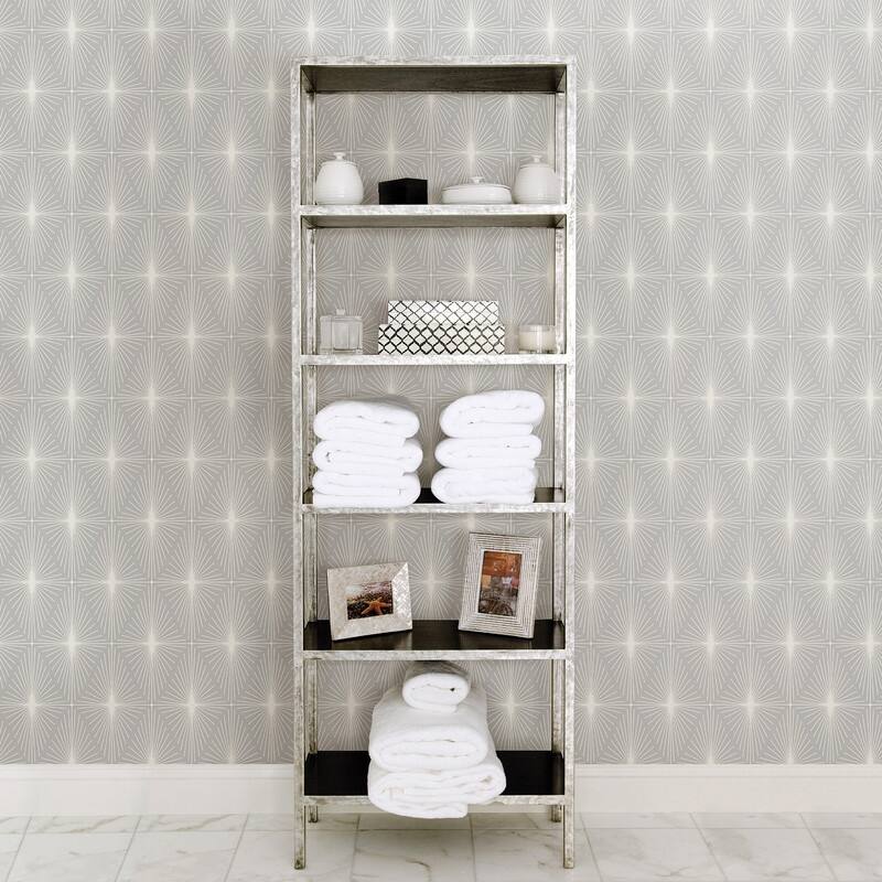 Brewster Draper Grey Geometric Wallpaper - 20.5in x 396in x 0.025in