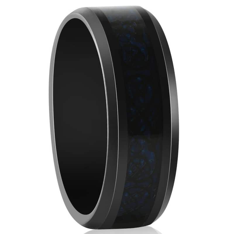 Bliss Diamond Men's Black Dragon Black Tungsten Ring 8mm Wedding Band Comfort Fit Ring