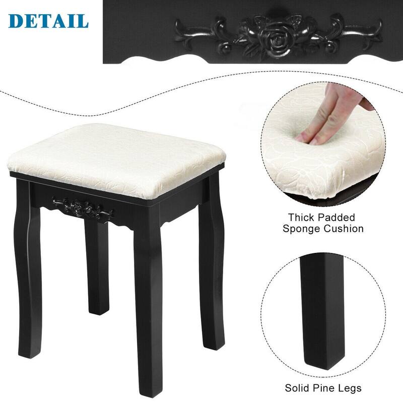 Dimmable Bulbs Touch Switch Vanity Dressing Table Set with Removable Box - 31.5" x 16" x 53.5" (L x W x H)