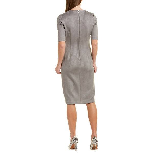 Shop Anne Klein Womens Sheath Dress Steel Gray Size 14 Scuba Faux