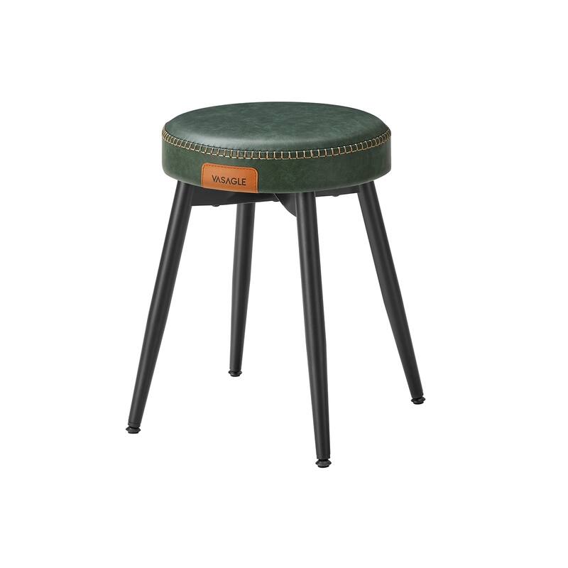 Mid-Century Modern Dining Stools, Synthetic Leather with Stitching - 20.3"D x 20.3"W x 30"H