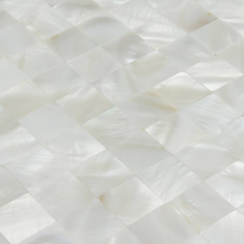 Art3d 12"x12" Mother of Pearl Tile Square White Seamless