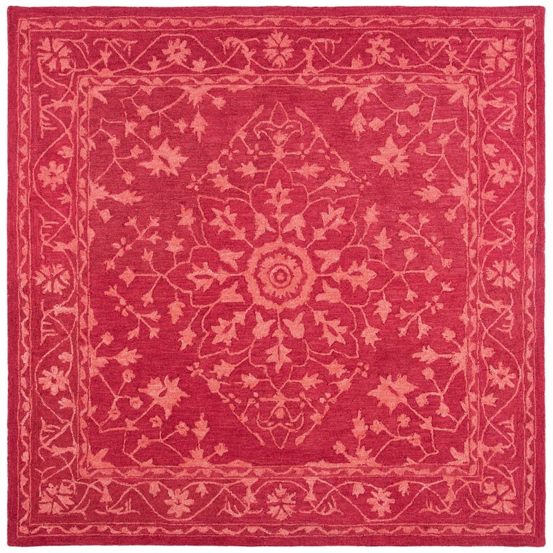 SAFAVIEH Handmade Dip Dye Skylar Vintage Boho Wool Rug - 7' Square - Red