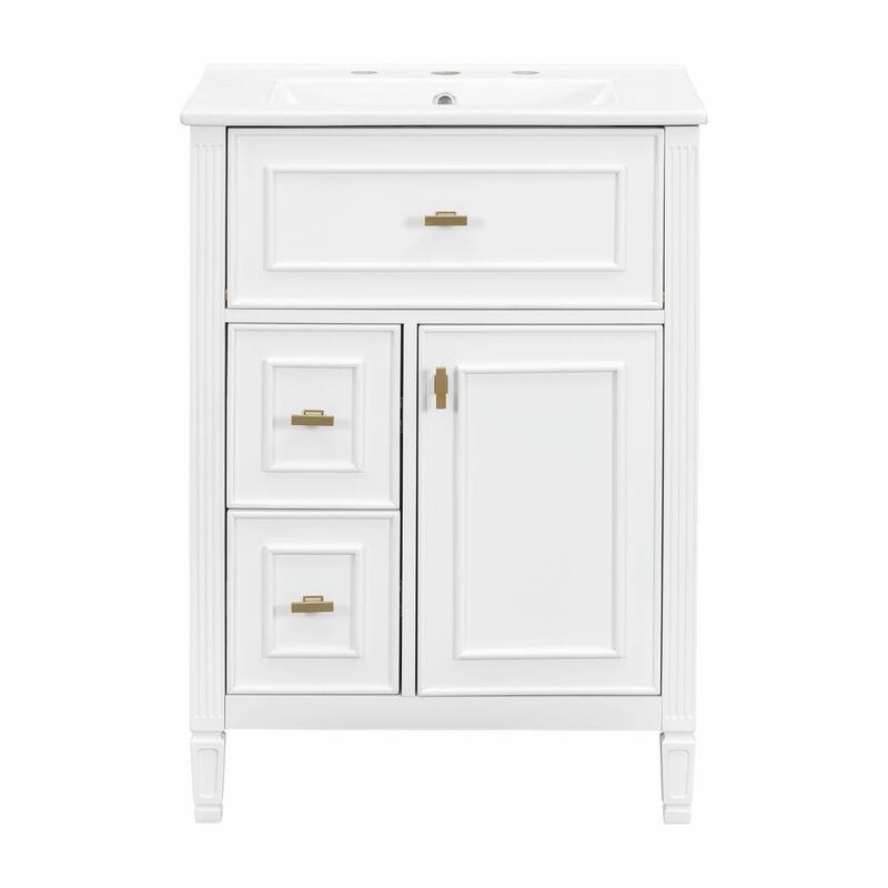24-Inch Bathroom Vanity with Sink, Solid Wood and MDF Cabinet
