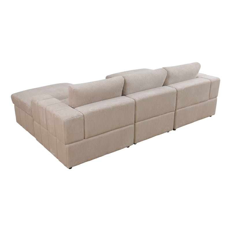 104'' Modern 5 Seaters Corduroy Sectional Sofa with 2 Ottomans, U-Shaped Modular Couch