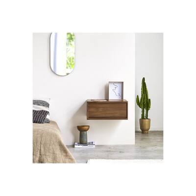 OROA Circa 1-Drawer Teak Wall-Mounted Bedside Table