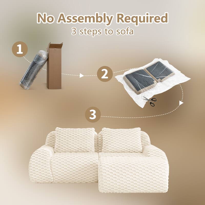 Anmytek Oversized 82 Inch Modern L Shaped Modular Sectional Sofa with Ottoman Cream