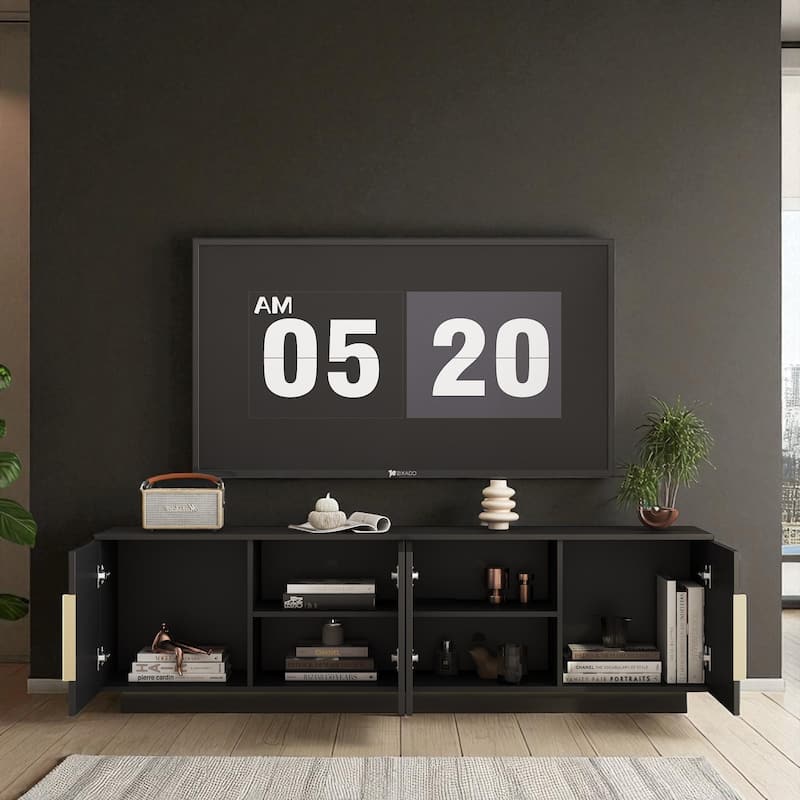 68" Modern TV Stand with 16-Color LED Lights, Entertainment Center Cabinet for 55-65 Inch TVs with Storage