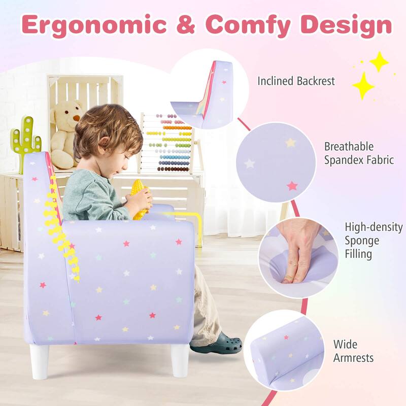 Costway Kids Sofa with Breathable Spandex Fabric High-density Sponge - See Details