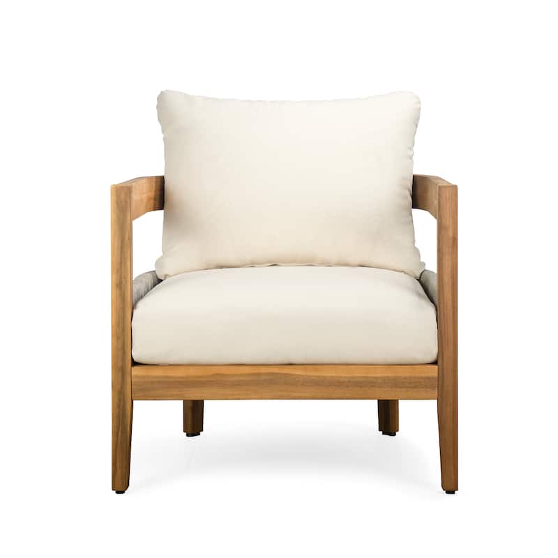 Roomfitters Porto Outdoor Acacia Wood Loveseat with Coffee Table, Patio Balcony Seating Set