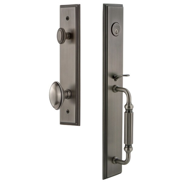 Grandeur CARFGREDN_ESET_238 Carre Solid Brass Rose Keyed Entry Single Cylinder Full Plate "F" Grip Handleset with Eden Prairie