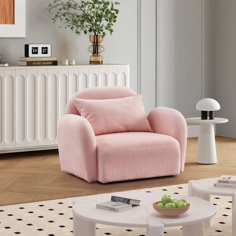 Teddy Fabric Lazy Sofa Chair - Pink