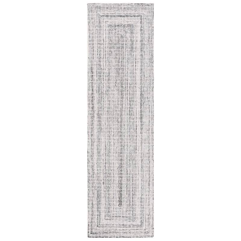 SAFAVIEH Handmade Abstract Cemile Modern Wool Rug - 2'3" x 8' Runner - Black/Ivory - Runner