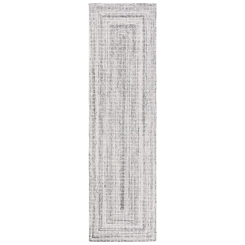 SAFAVIEH Handmade Abstract Maggy Modern Wool Rug - 2'3" x 8' Runner - Black/Ivory