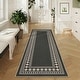 preview thumbnail 25 of 38, Area Rugs Modern Bordered Rug Easy Jute Rug Non-Slip Low Pile Indoor Outdoor Rugs for Living Room Patio Backyard 2'x6' - Black