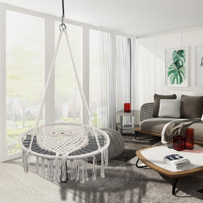 Owl Hanging Macrame Rope Swing Chair