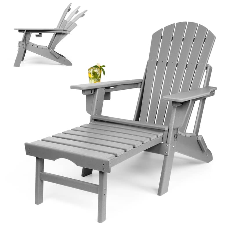 Vrakae Folding and Adjustable Adirondack Chair with Ottoman