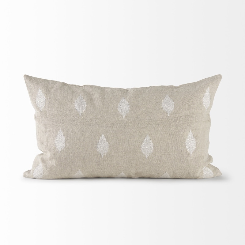 HomeRoots Beige And White Leaf Pattern Lumbar Pillow Cover