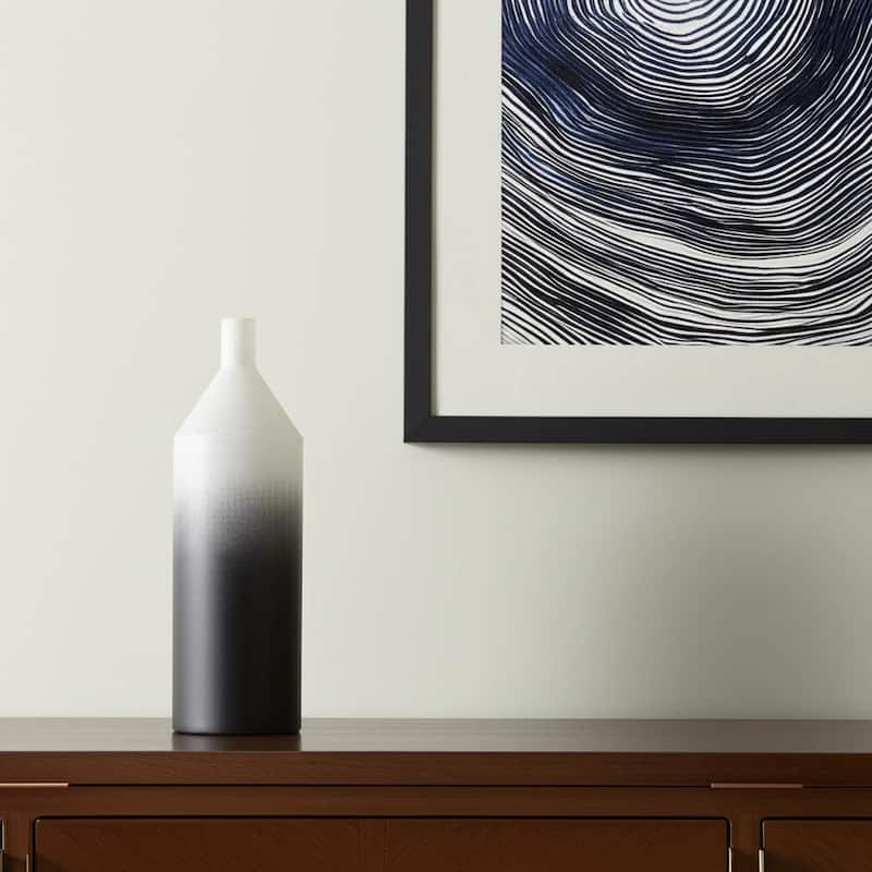 20" Black And White Ombre Metal Table Vase - 5.91 - White/Black - 5.91