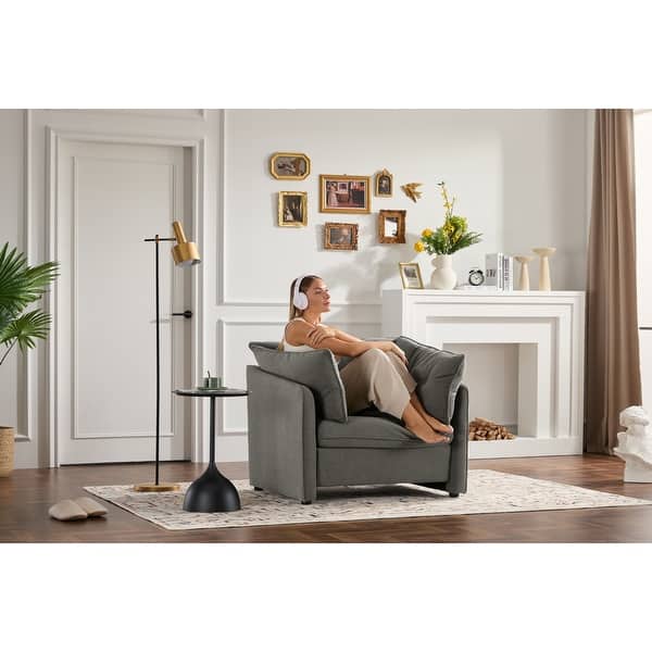 slide 2 of 14, Modern Style Chenille Oversized Armchair Accent Chair Single Sofa Lounge Chair for Living Room, Bedroom Grey