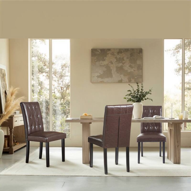 Tufted Dining Room Chairs Set of 2, Parsons Diner Chairs Upholstered Side Kitchen Chairs with Solid Wood Legs and Padded Seat