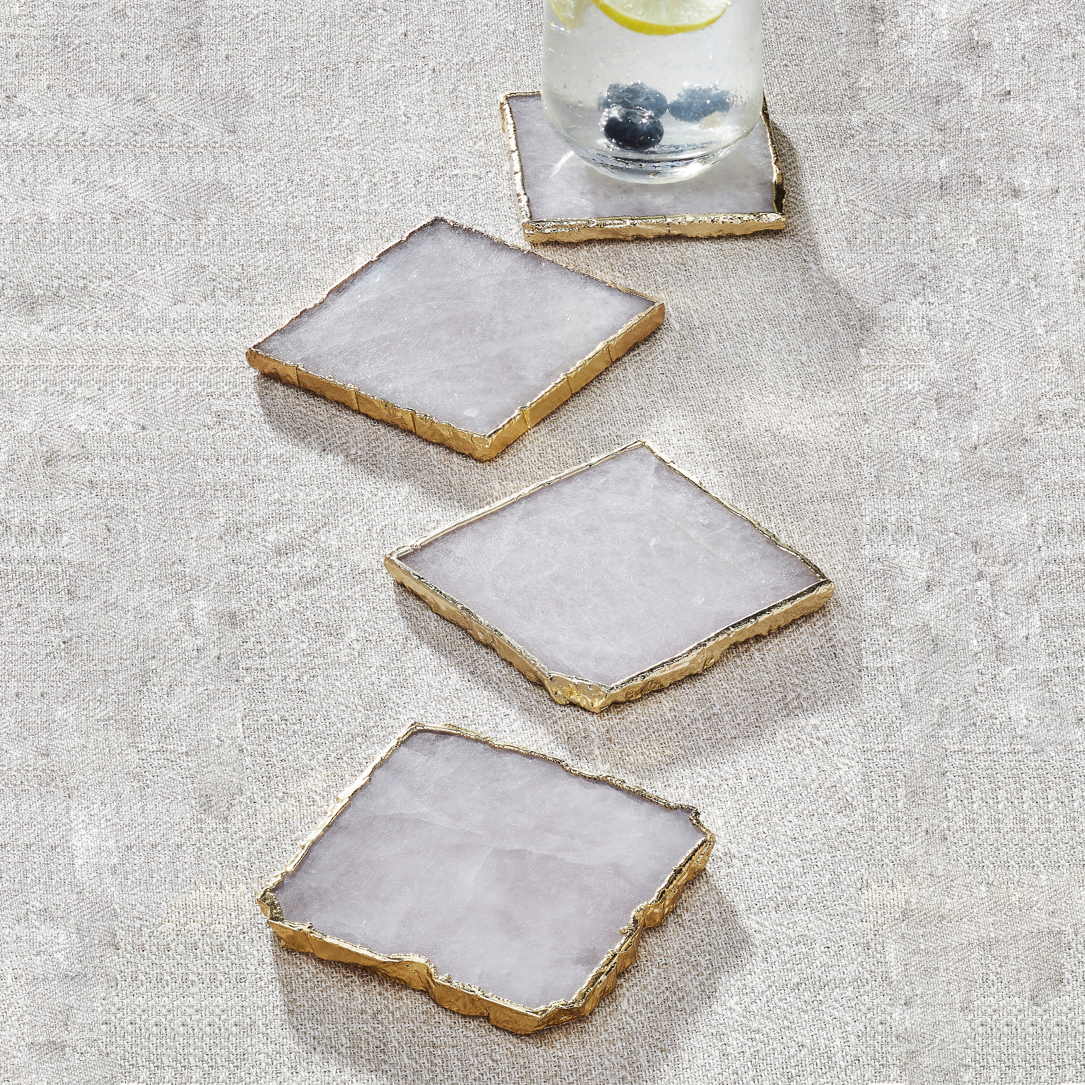 Shabby chic inspired bunny coasters with gold trim Coasters