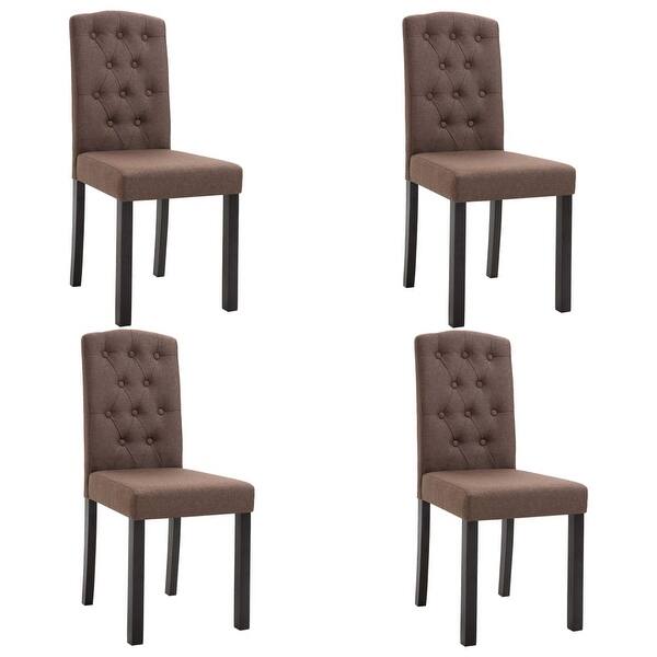 slide 2 of 5, vidaXL Dining Chairs 4 pcs Brown Fabric