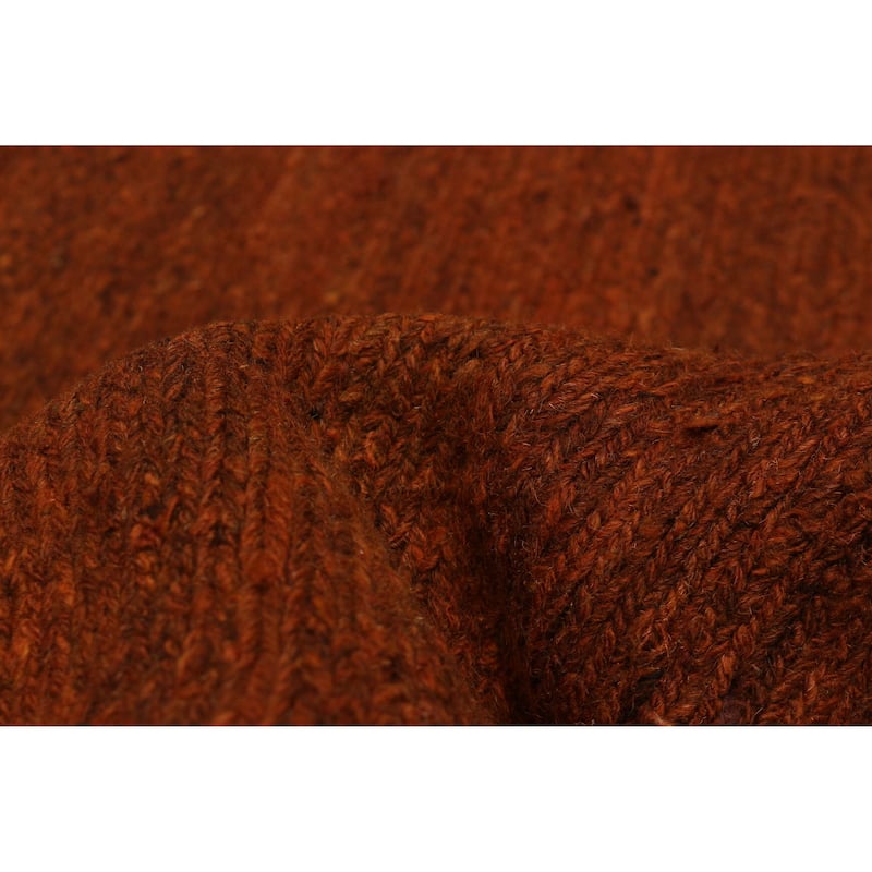 ECARPETGALLERY Flat-Weave Natural Burnt Orange Wool Tapestry Kilim - 6'6 x 6'4