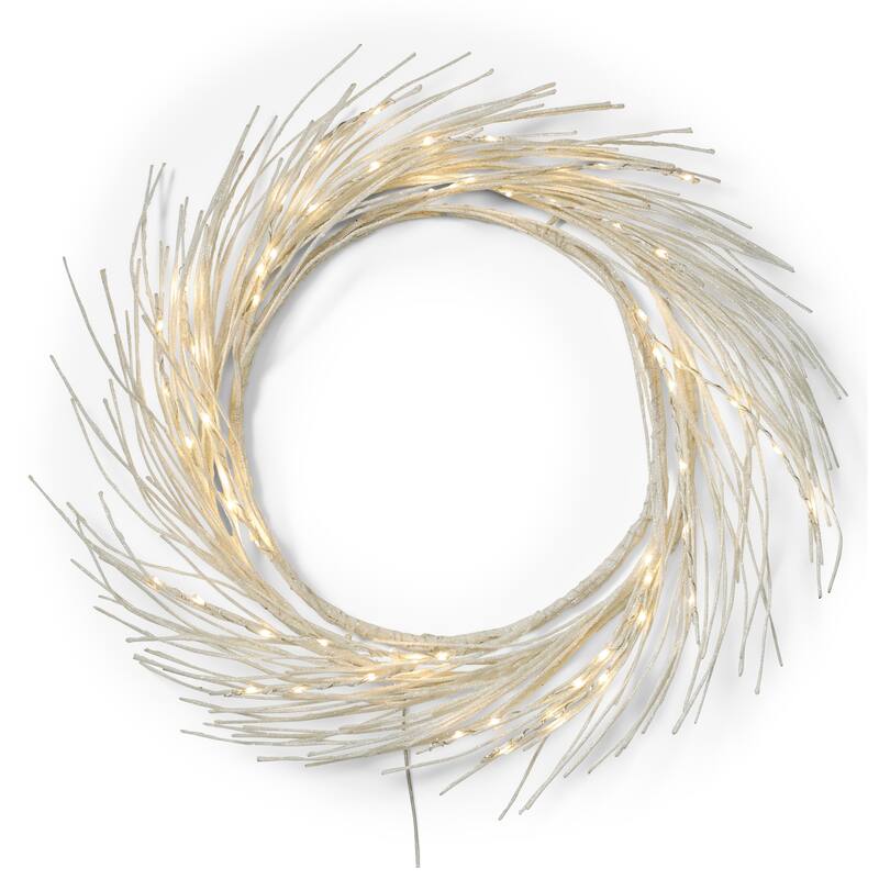 24" Paper Wreath With LED Lights - Natural