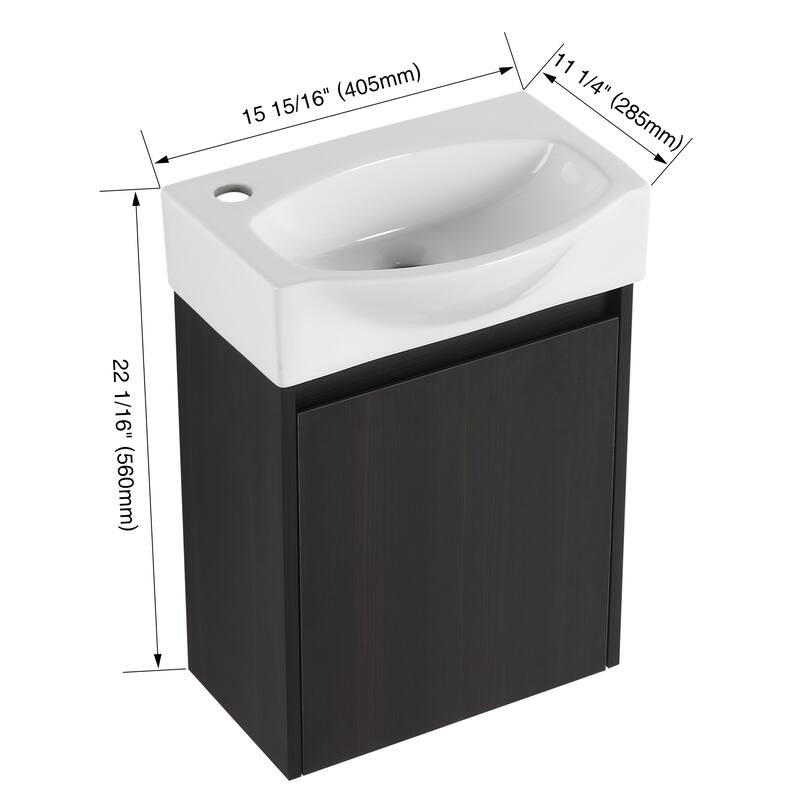 BNK 16"/20"/24"/30"/36" Single Sink Bathroom Vanity with Soft Close Door and Shelf