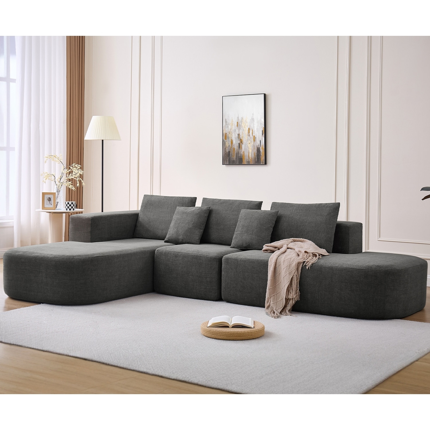 Pillow back sectional couch cheap