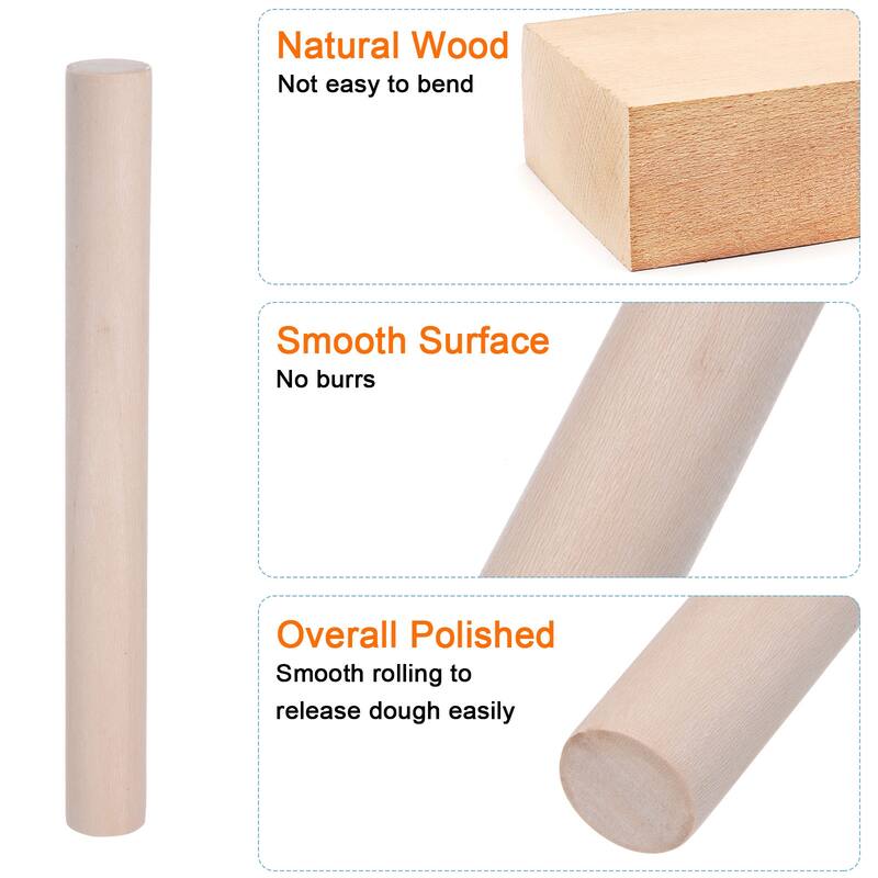 Rolling Pin Good Beech Wood Dough Roller Pins Cylindrical for Baking