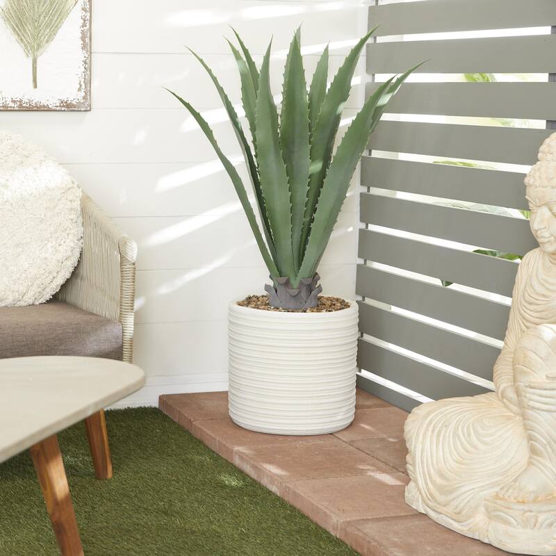 Faux Foliage Agave Artificial Plant with Realistic Leaves and Beige Ceramic Pot - Green - Roche River Decor - 26"W x 26"L x 41"H