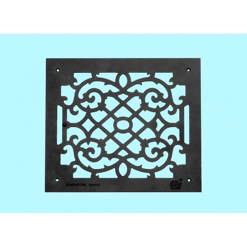 Black Air Vent Cover Grille Floor Heat Vent Register Grille Aluminum Rose Thorne Design 13.8" H x 15.8" W Renovators Supply