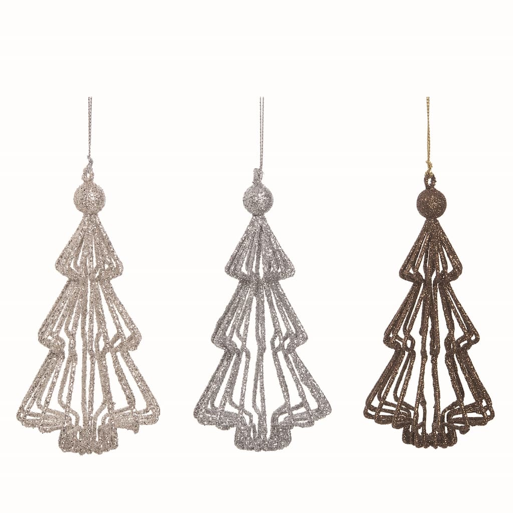 Transpac Metal Dimensional Ornament Set of 3 Christmas Home Decorations