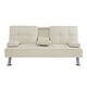 preview thumbnail 5 of 3, Fabric Folding Sofa Bed with 2 Cup Holders Removable Armrest and Metal Legs Single Sofa Bed with Ottoman