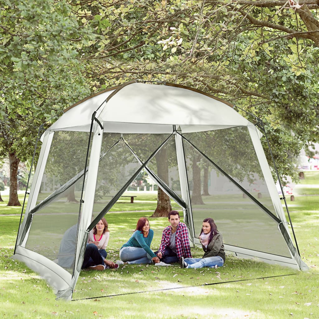 Outsunny 10' x 10' Screen House Room, UV50+ Screen Tent with 2 Doors and Carry Bag, Easy Setup
