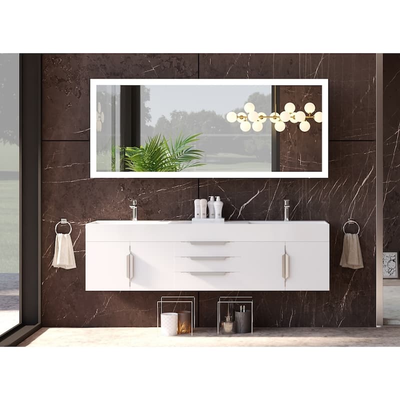 Amazon 72" Wall Mounted Bathroom Vanity Set w/ White Top