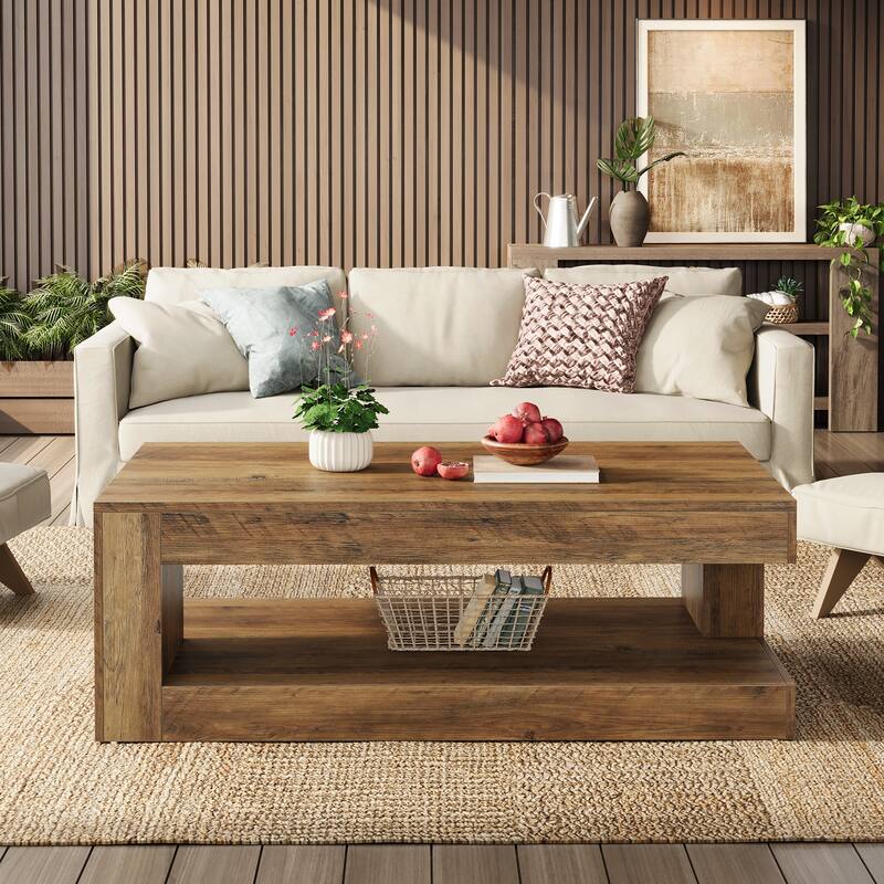 47.3" Farmhouse Rectangular Coffee Table for Living Room