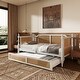 preview thumbnail 4 of 8, Traditional Style Rattan Twin Size Daybed with Twin Size Trundle ,Antique White